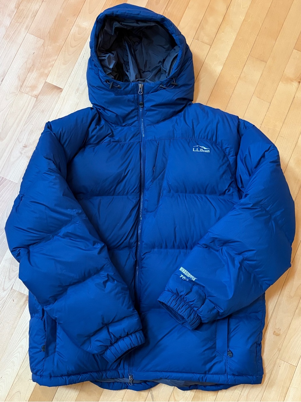 L.L.Bean Blue Hooded Puffer Down Jacket